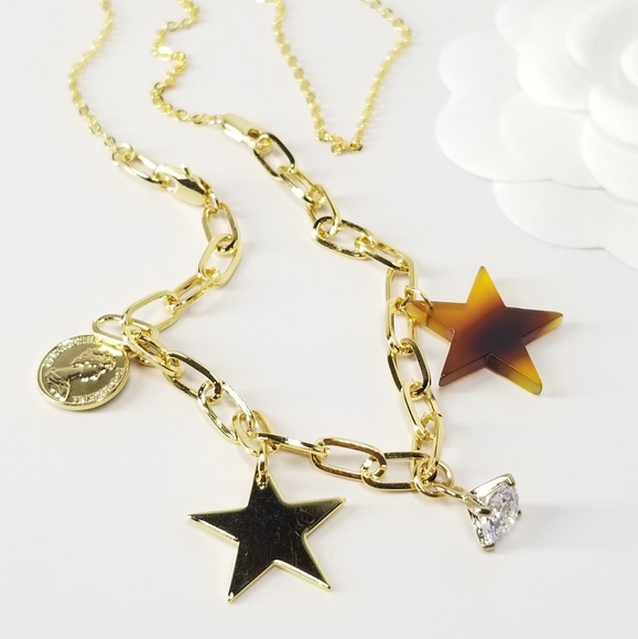 NEW Gold Paperclip Charms Necklace Bracelet - Picture 2 of 10